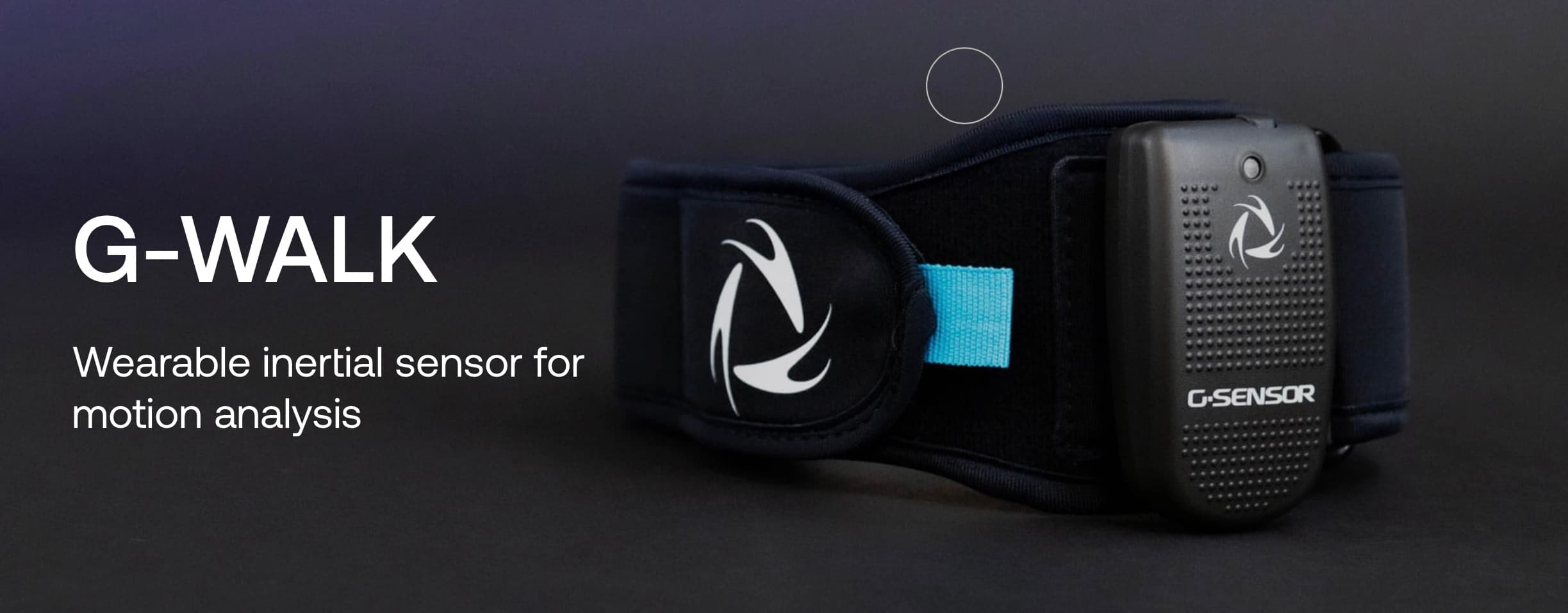 G-WALK wearable inertial sensor for motion analysis featuring a black strap and small sensor.
